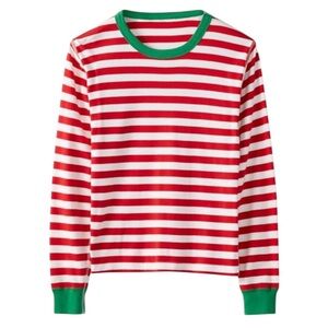 HANNA ANDERSON NWT Bold Stripe Cotton PJ Long John Top Size Medium in Red Stripe